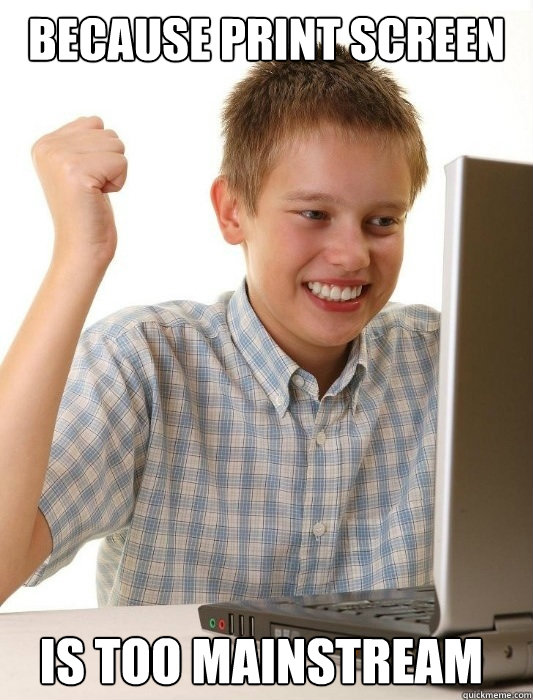 Because print screen Is too mainstream  First Day on the Internet Kid