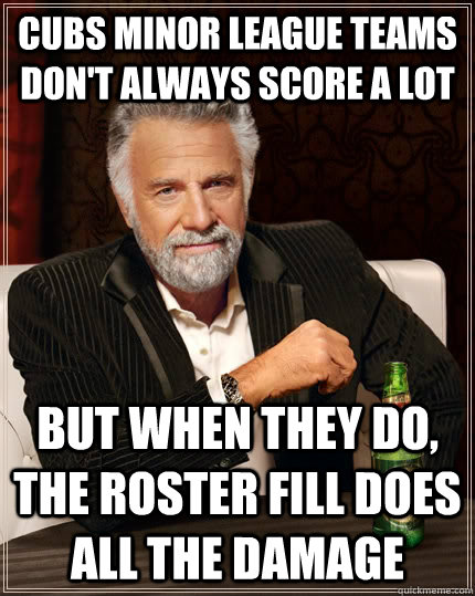 cubs minor league teams don't always score a lot but when they do, the roster fill does all the damage  The Most Interesting Man In The World