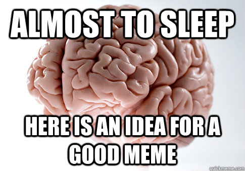 Almost to sleep Here is an idea for a good meme  Scumbag Brain