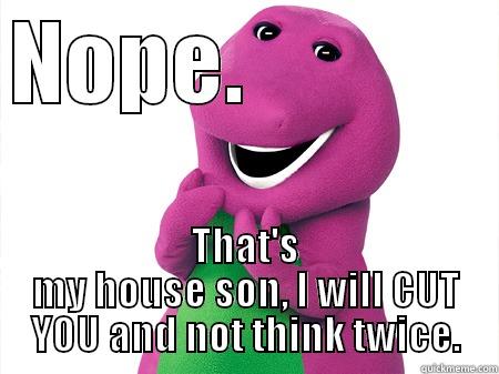 NOPE.               THAT'S MY HOUSE SON, I WILL CUT YOU AND NOT THINK TWICE. Misc