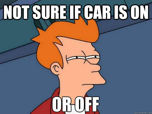 Not sure if car is on or off  Not sure Fry