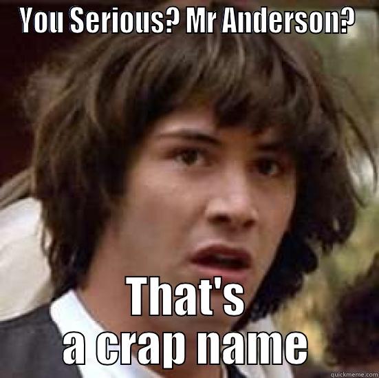 YOU SERIOUS? MR ANDERSON? THAT'S A CRAP NAME conspiracy keanu