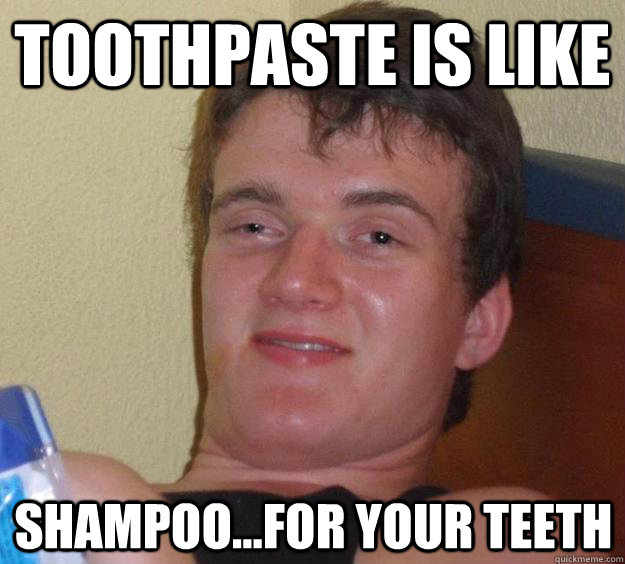 toothpaste is like shampoo...for your teeth  10 Guy
