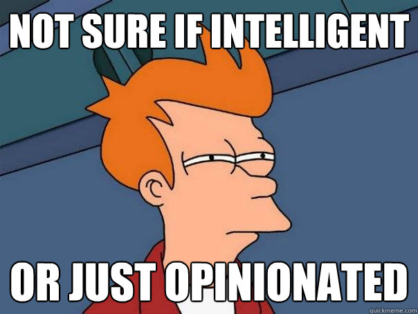 Not sure if intelligent or just opinionated  Futurama Fry