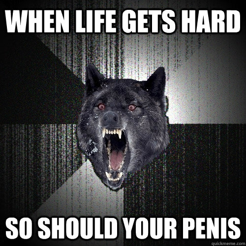 when life gets hard so should your penis  Insanity Wolf