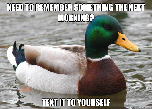 Need to remember something the next morning? Text it to yourself  Actual Advice Mallard