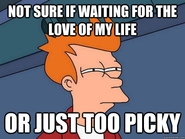 Not sure if waiting for the love of my life Or just too picky - Not sure if waiting for the love of my life Or just too picky  Futurama Fry