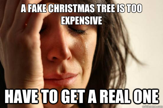 A fake christmas tree is too expensive Have to get a real one  First World Problems