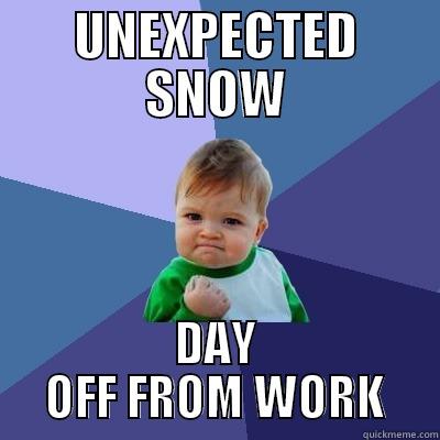 Snow day - UNEXPECTED SNOW DAY OFF FROM WORK Success Kid
