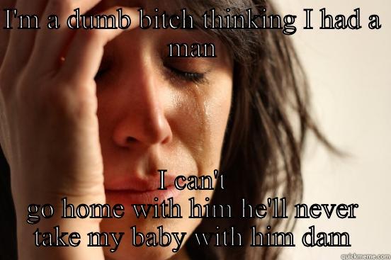 I'M A DUMB BITCH THINKING I HAD A MAN I CAN'T GO HOME WITH HIM HE'LL NEVER TAKE MY BABY WITH HIM DAM First World Problems