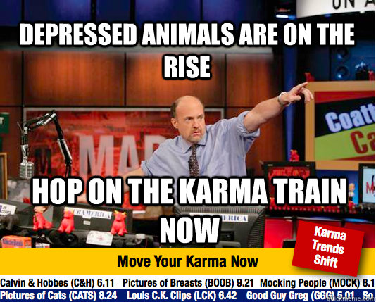 depressed animals are on the rise hop on the karma train now - depressed animals are on the rise hop on the karma train now  Mad Karma with Jim Cramer