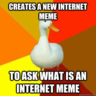 creates a new internet meme to ask what is an internet meme  Tech Impaired Duck