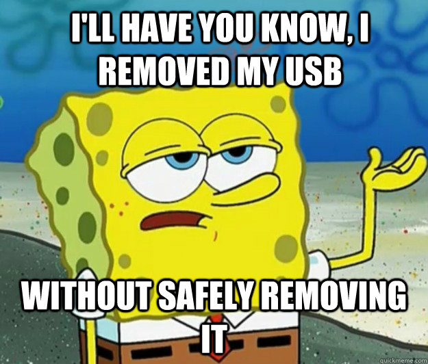 I'll have you know, i removed my usb without safely removing it - I'll have you know, i removed my usb without safely removing it  How tough am I