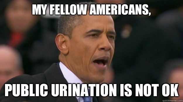 My fellow americans, Public urination is not ok  My fellow americans
