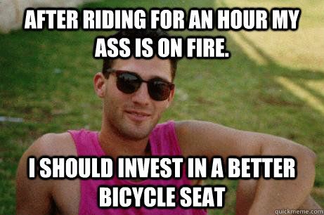 after riding for an hour my ass is on fire. I should invest in a better bicycle seat - after riding for an hour my ass is on fire. I should invest in a better bicycle seat  Misconstrued Homosexual