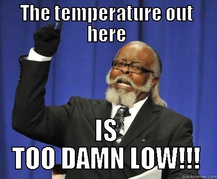 THE TEMPERATURE OUT HERE IS TOO DAMN LOW!!! Too Damn High