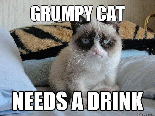 Grumpy Cat needs a drink  