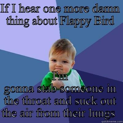 IF I HEAR ONE MORE DAMN THING ABOUT FLAPPY BIRD I'M GONNA STAB SOMEONE IN THE THROAT AND SUCK OUT THE AIR FROM THEIR LUNGS  Success Kid