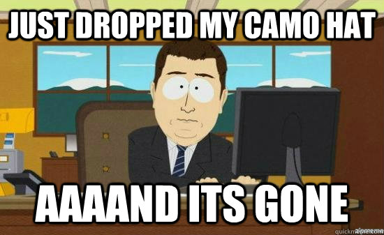 Just dropped my camo hat AAAAND its gone - Just dropped my camo hat AAAAND its gone  Misc