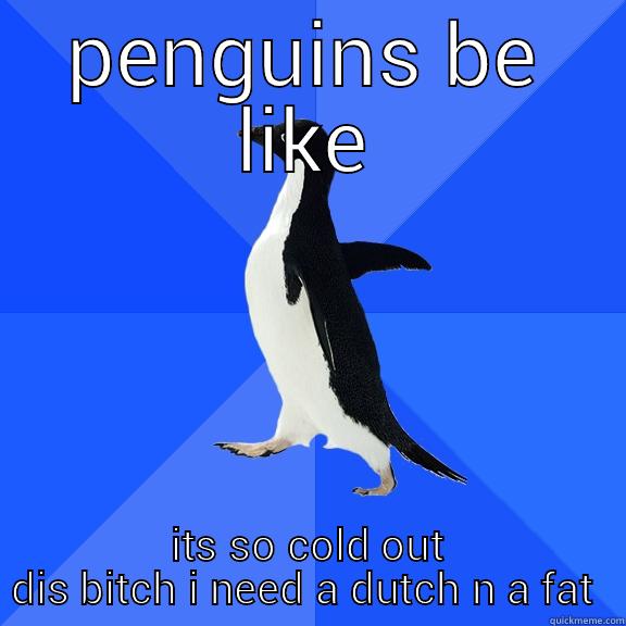 PENGUINS BE LIKE ITS SO COLD OUT DIS BITCH I NEED A DUTCH N A FAT BITCH Socially Awkward Penguin