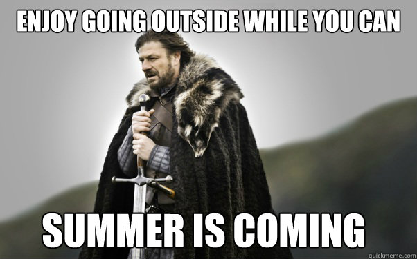 ENJOY GOING OUTSIDE WHILE YOU CAN SUMMER IS COMING  Ned Stark
