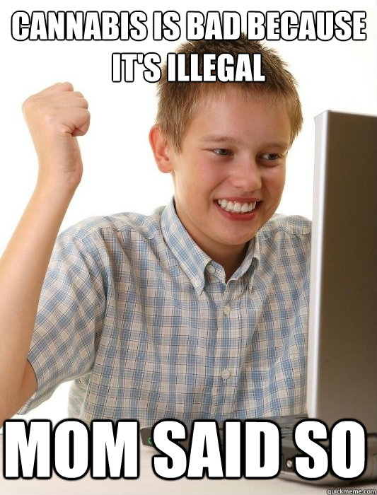 Cannabis is bad because it's illegal mom said so  First Day on the Internet Kid