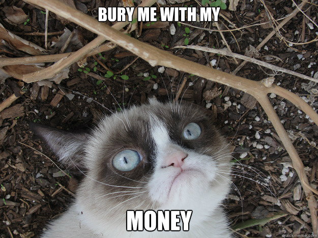 Bury me with my MONEY  Stressed Grumpy Cat