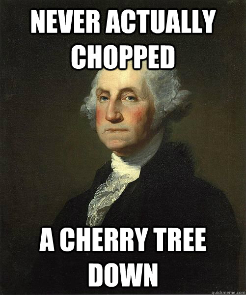 never actually chopped a cherry tree down - never actually chopped a cherry tree down  Good Guy George