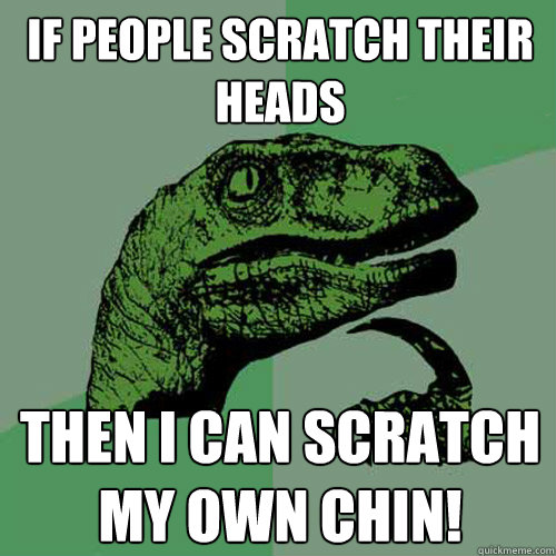 if people scratch their heads then I can scratch my own chin!  Philosoraptor
