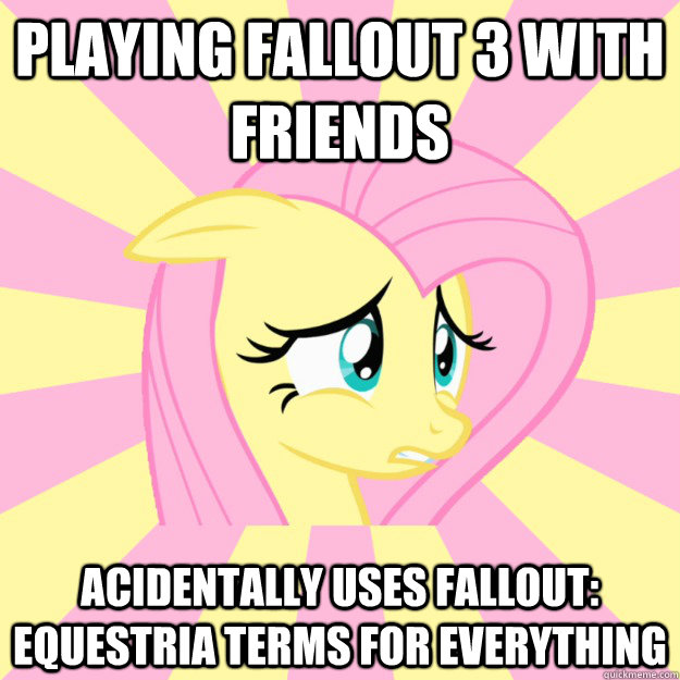 Playing Fallout 3 with friends acidentally uses Fallout: Equestria terms for everything  Socially awkward brony