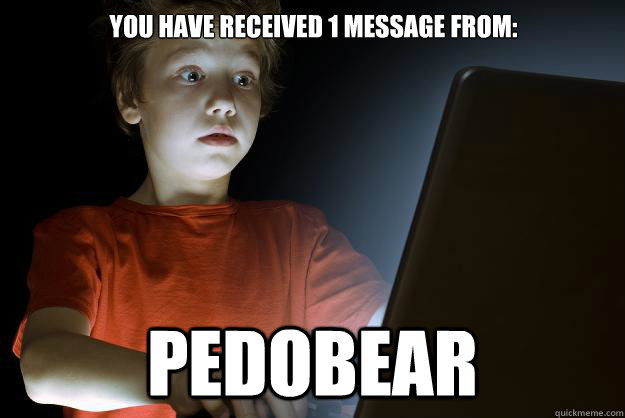 you have received 1 message from:                                              pedobear  scared first day on the internet kid