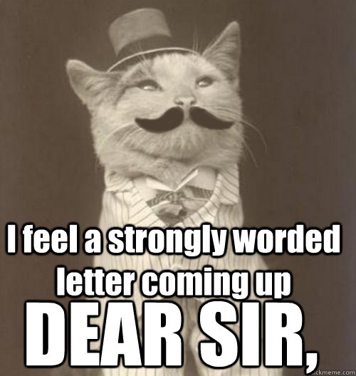 I feel a strongly worded letter coming up DEAR SIR, - I feel a strongly worded letter coming up DEAR SIR,  Original Business Cat