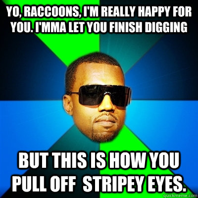Yo, Raccoons, I'm really happy for you. I'mma let you finish digging But this is how you pull off  stripey eyes.  Interrupting Kanye