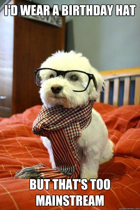 I'D WEAR A BIRTHDAY HAT BUT THAT'S TOO MAINSTREAM - I'D WEAR A BIRTHDAY HAT BUT THAT'S TOO MAINSTREAM  Hipster Dog