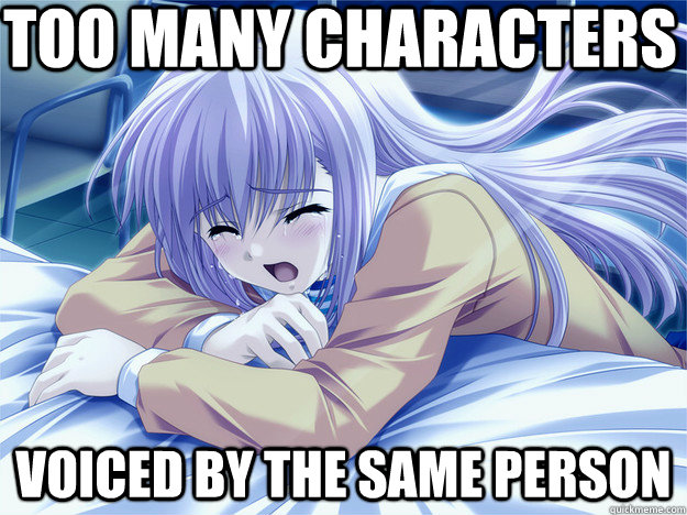 too many characters voiced by the same person  Anime world problems