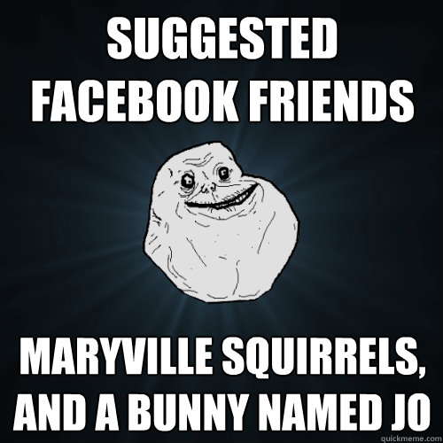 Suggested Facebook Friends maryville squirrels, and a bunny named jo  Forever Alone