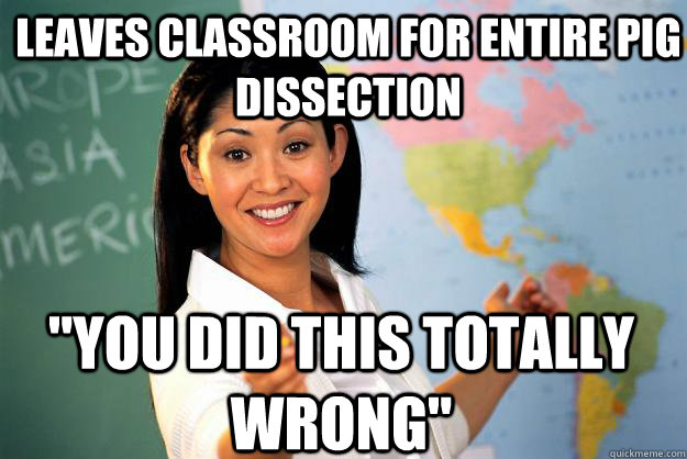 leaves classroom for entire pig dissection 