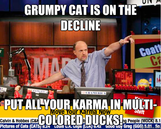 Grumpy Cat is on the decline put all your karma in multi-colored ducks!  move your karma now