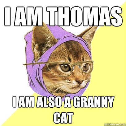 I am Thomas I am also a granny cat  Hipster Kitty