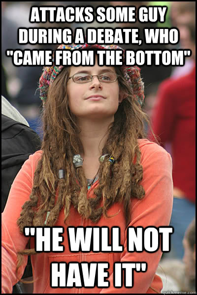 Attacks some guy during a debate, who 