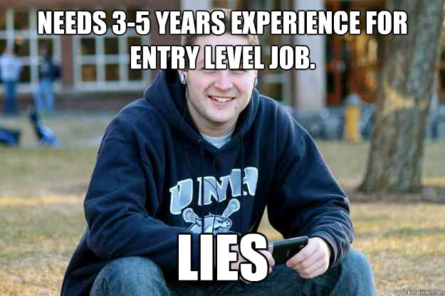 Needs 3-5 years experience for entry level job. LIEs - Needs 3-5 years experience for entry level job. LIEs  Successful College Senior