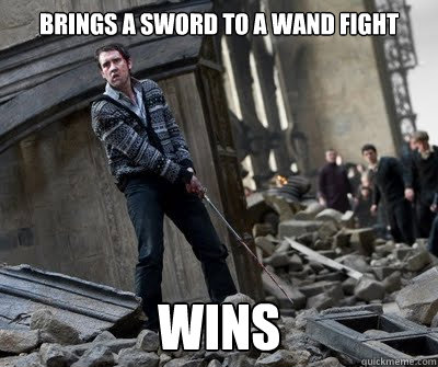 Brings A Sword to a wand fight Wins - Brings A Sword to a wand fight Wins  Neville owns