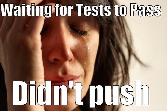 WAITING FOR TESTS TO PASS   DIDN'T PUSH First World Problems