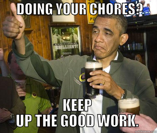       DOING YOUR CHORES?      KEEP UP THE GOOD WORK. Misc