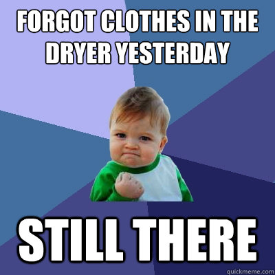 forgot clothes in the dryer yesterday still there - forgot clothes in the dryer yesterday still there  Success Kid