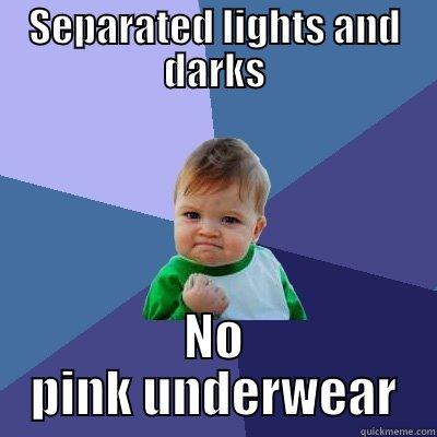 SEPARATED LIGHTS AND DARKS NO PINK UNDERWEAR Success Kid