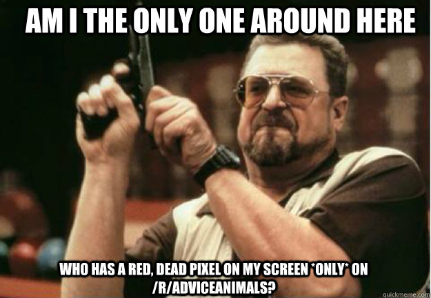 AM I THE ONLY ONE AROUND HERE who has a red, dead pixel on my screen *only* on /r/adviceanimals?  - AM I THE ONLY ONE AROUND HERE who has a red, dead pixel on my screen *only* on /r/adviceanimals?   Misc