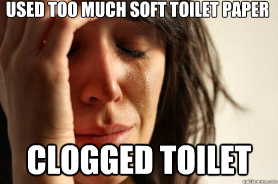 Used too much soft toilet paper Clogged toilet  First World Problems