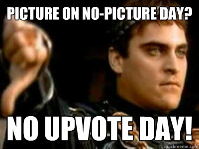 Picture on No-Picture Day? No Upvote day!  Downvoting Roman