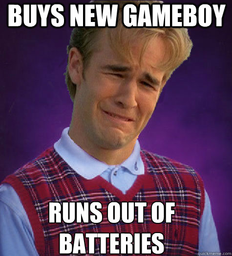 buys new gameboy runs out of batteries  